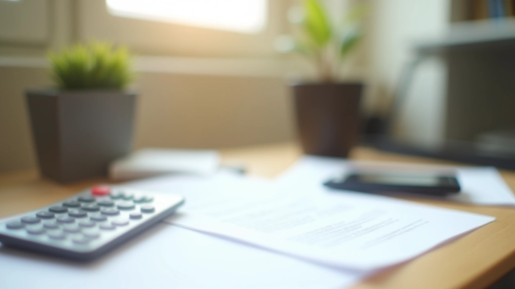 Property investment documents and financial planning on modern desk with laptop and calculator